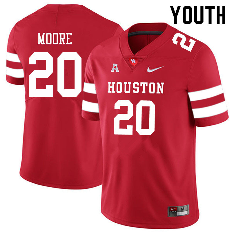 Youth #20 Jordan Moore Houston Cougars College Football Jerseys Sale-Red - Click Image to Close